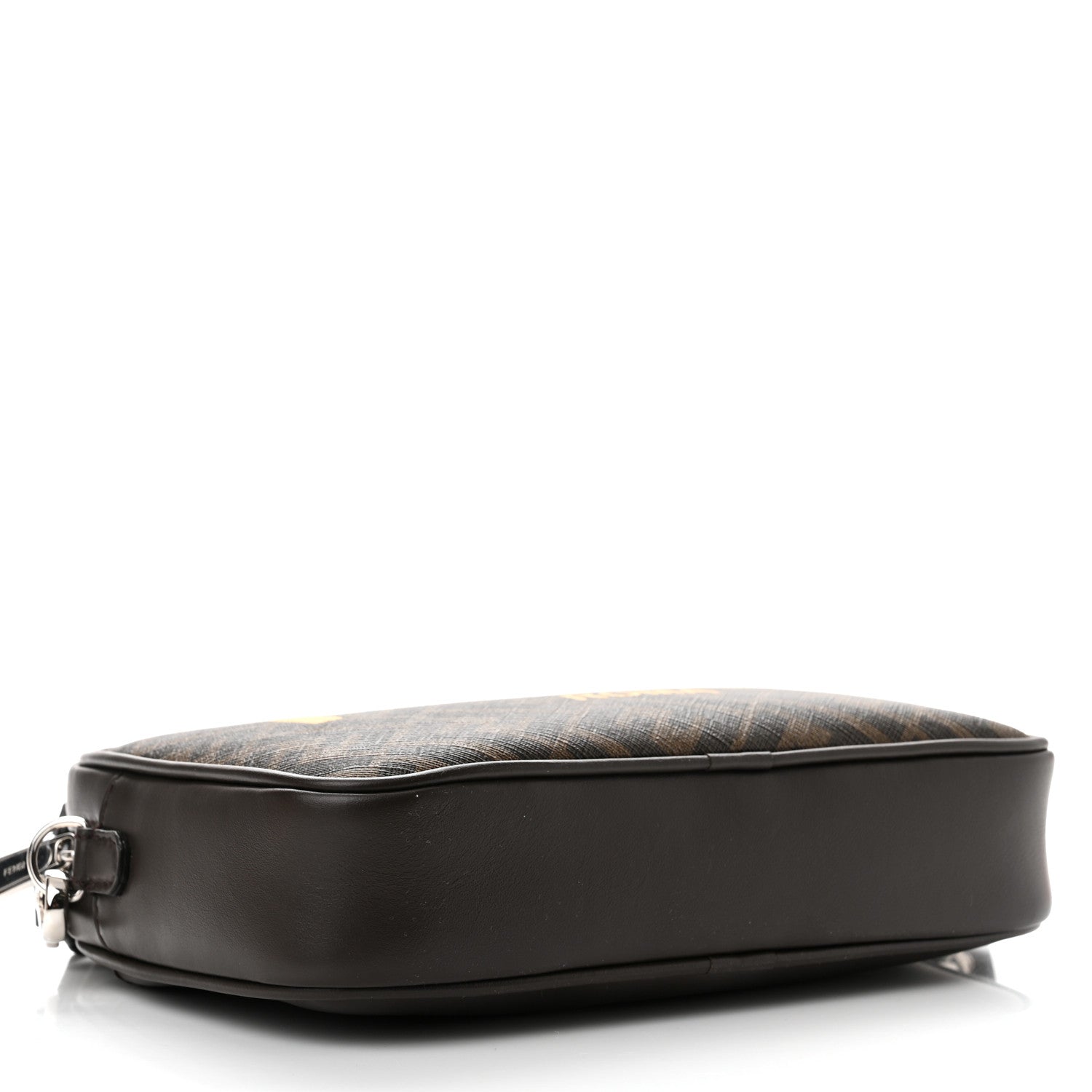Fendi Shiny Glazed Fabric Vitello Cover FF 1974 Logo Medium Camera Case Tobacco Moro Giallo Ebano 4 of 10