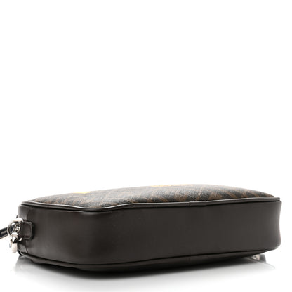 Fendi Shiny Glazed Fabric Vitello Cover FF 1974 Logo Medium Camera Case Tobacco Moro Giallo Ebano 4 of 10