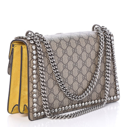 Gucci GG Supreme Monogram Crystal Bow Embroidered Small Dionysus Shoulder Bag Yellow 3 of 10