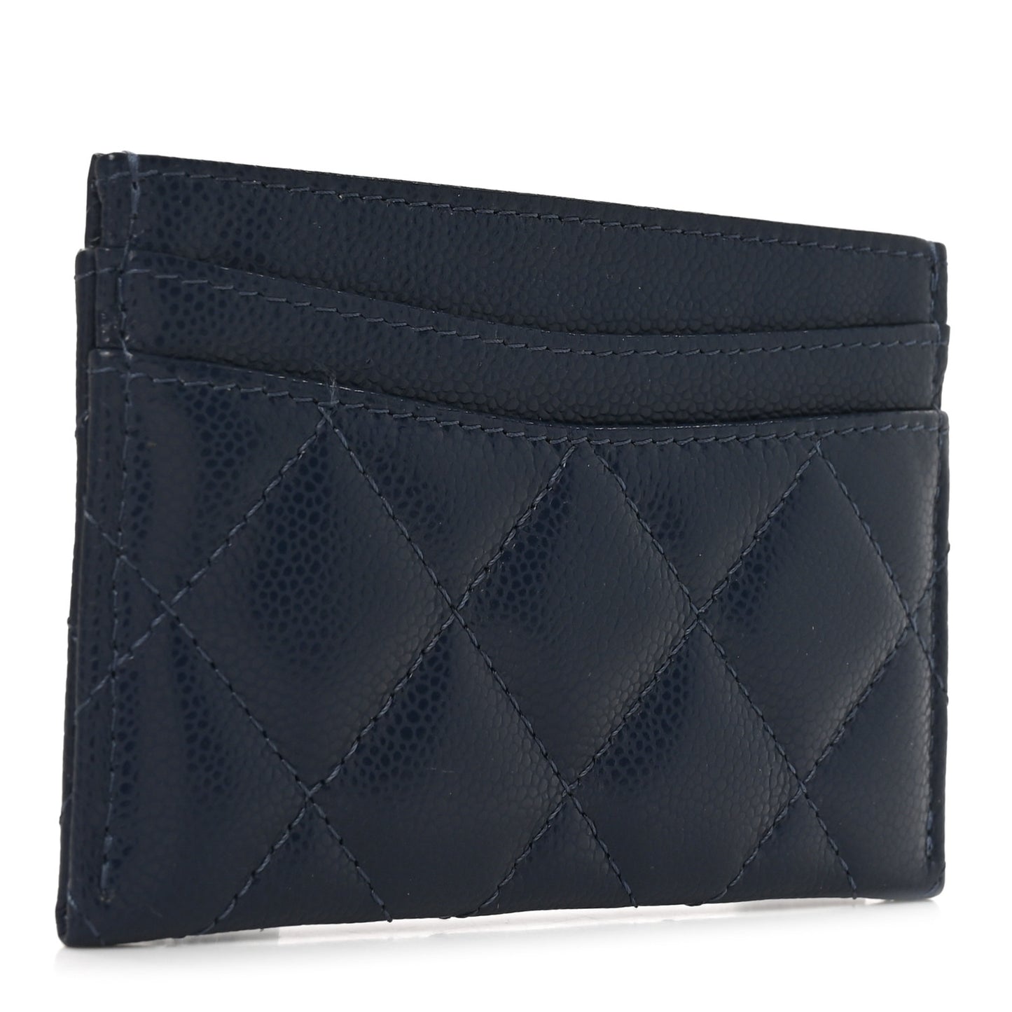 Caviar Quilted Card Holder Blue