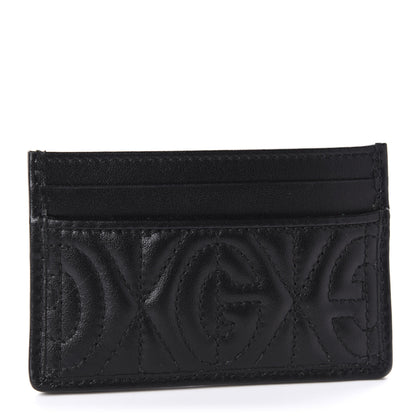 Gucci Calfskin G Rhombus Quilted Card Holder Black 3 of 9