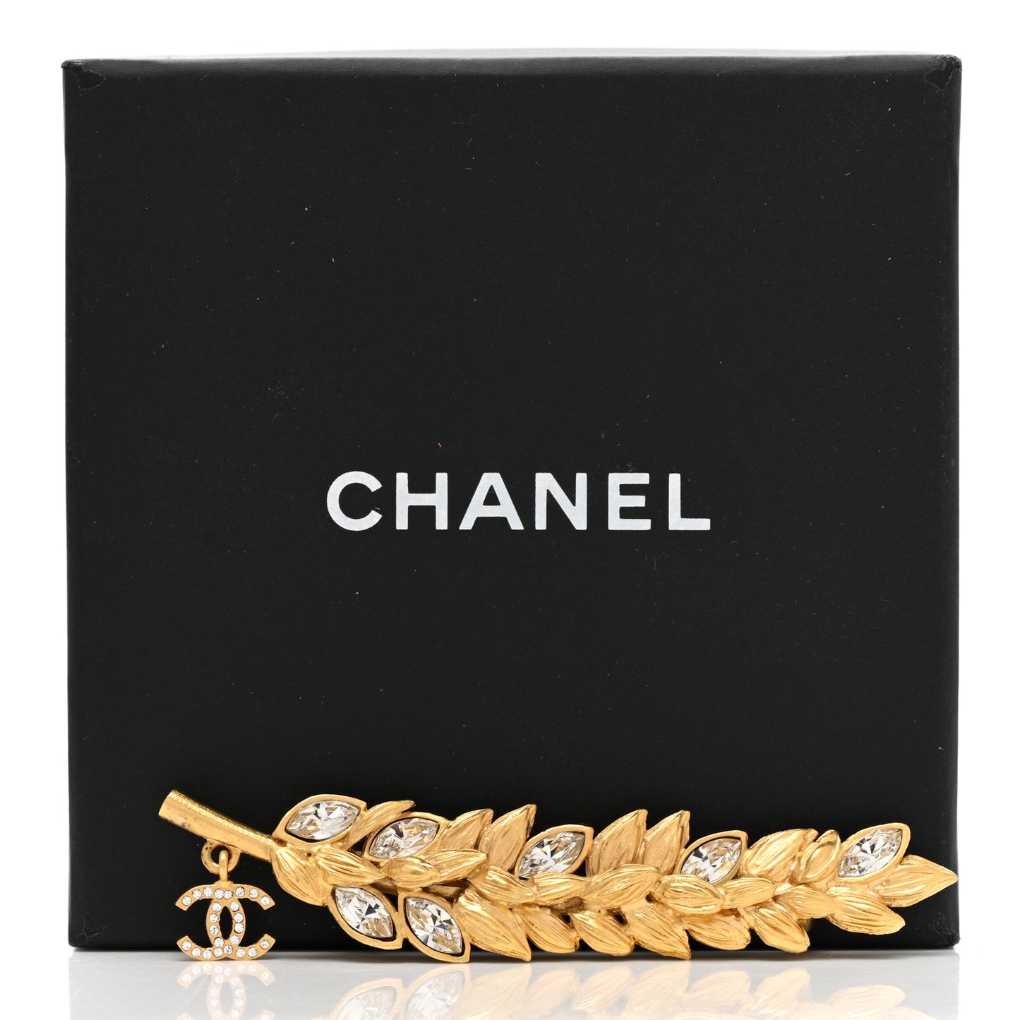 Crystal Sparkling Wheat CC Brooch Gold