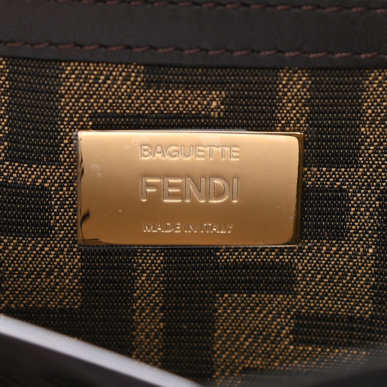 Fendi Fabric Jacquard FF 1974 Medium Baguette Tobacco Moro Black 6 of 9