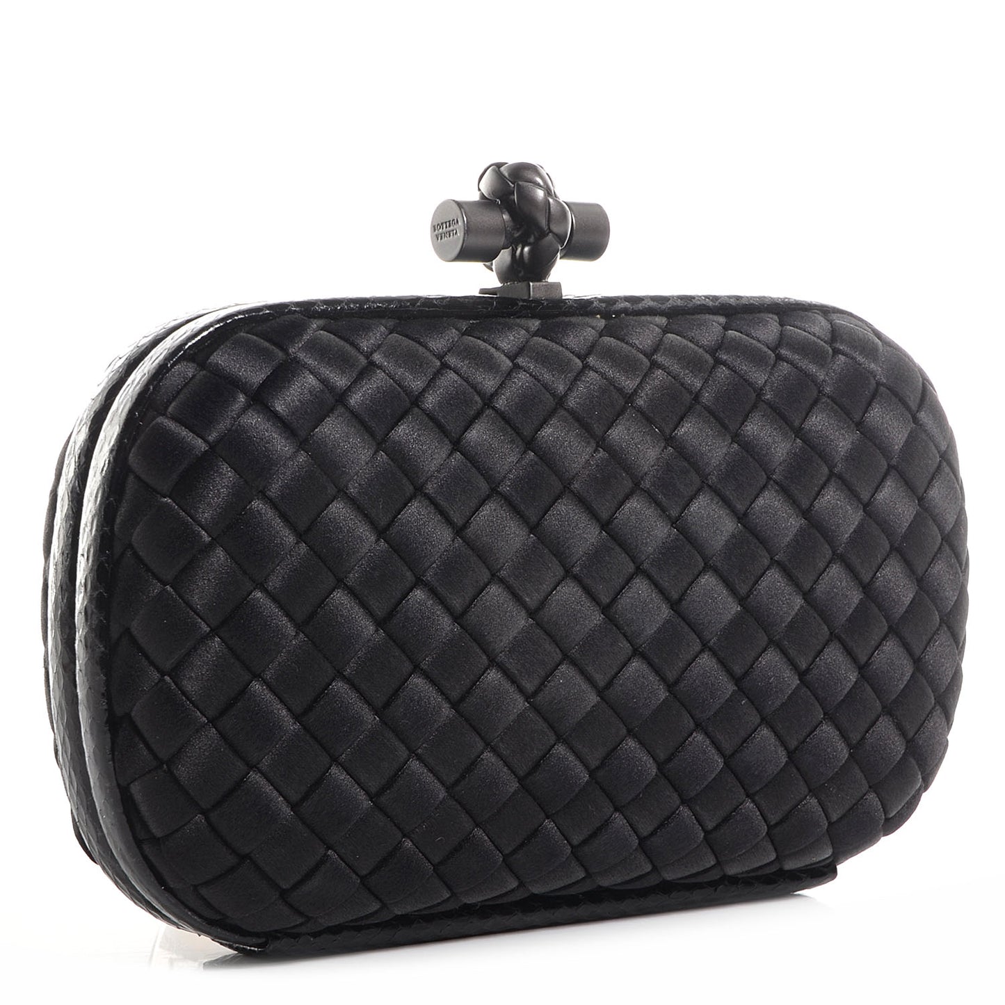 Satin Intreccio Impero Ayers Knot Clutch Black