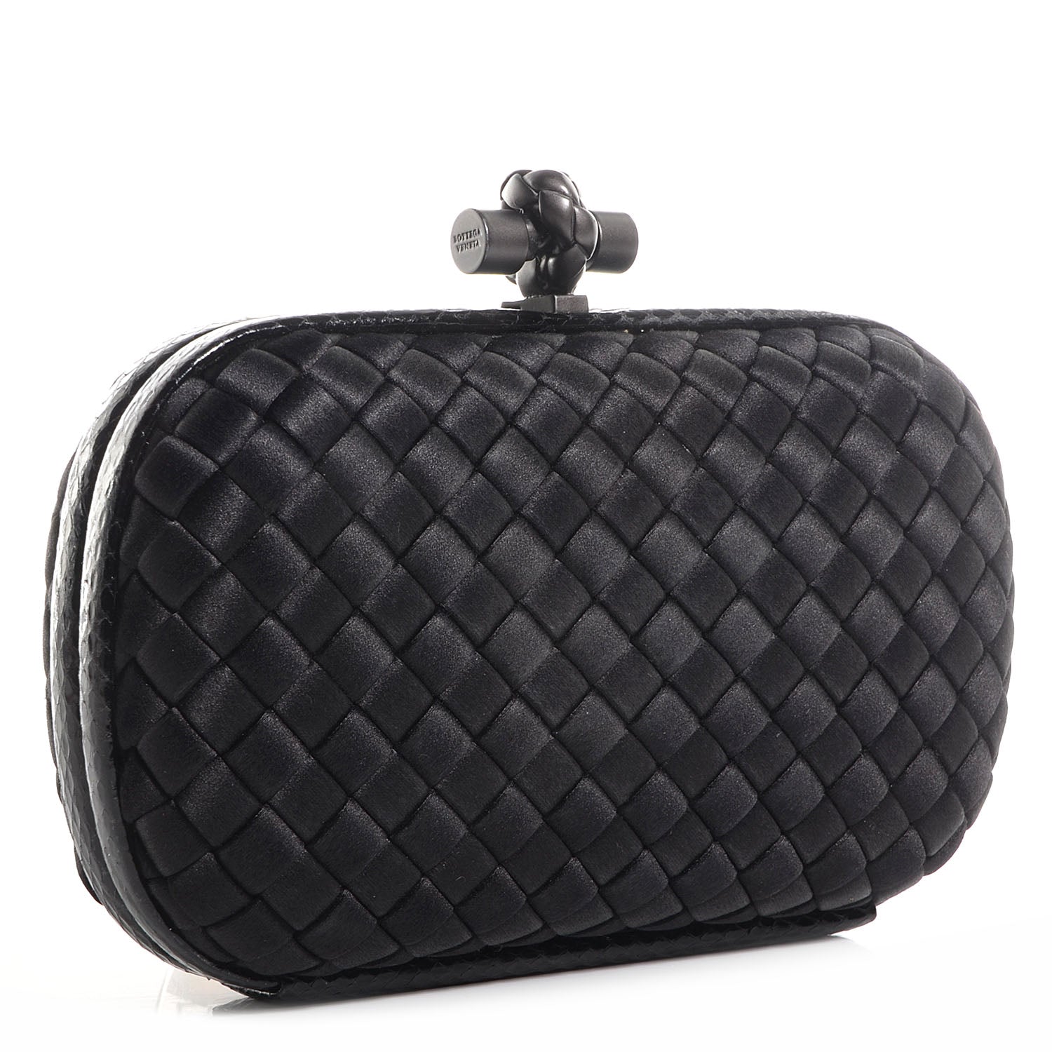 Bottega Veneta Satin Intreccio Impero Ayers Knot Clutch Black 3 of 7
