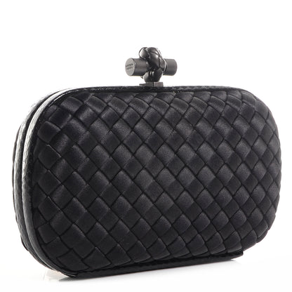 Bottega Veneta Satin Intreccio Impero Ayers Knot Clutch Black 3 of 7