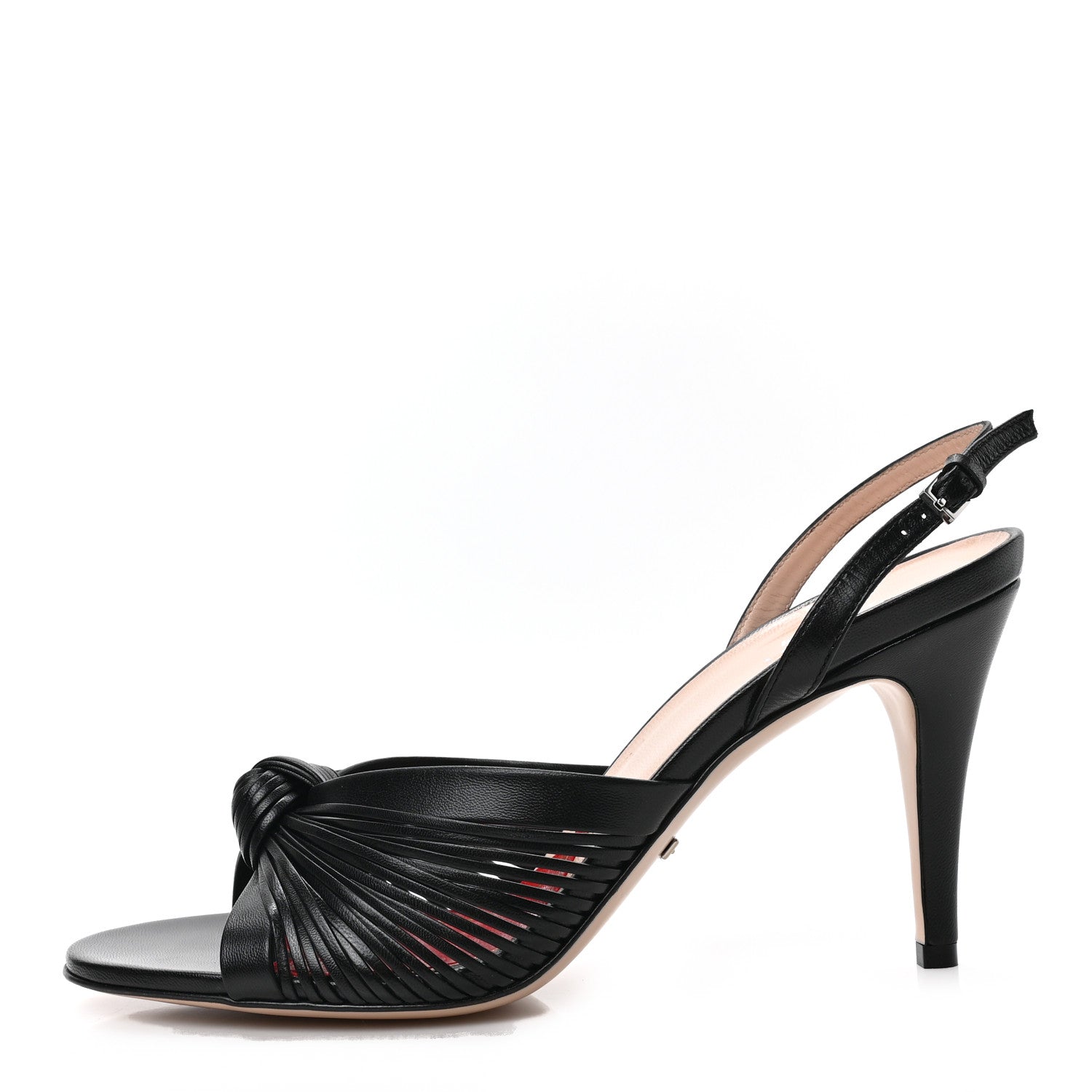 Gucci Nappa Crawford Knot Slingback Slide Sandals 38 Black 1 of 7