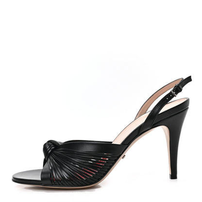 Gucci Nappa Crawford Knot Slingback Slide Sandals 38 Black 1 of 7