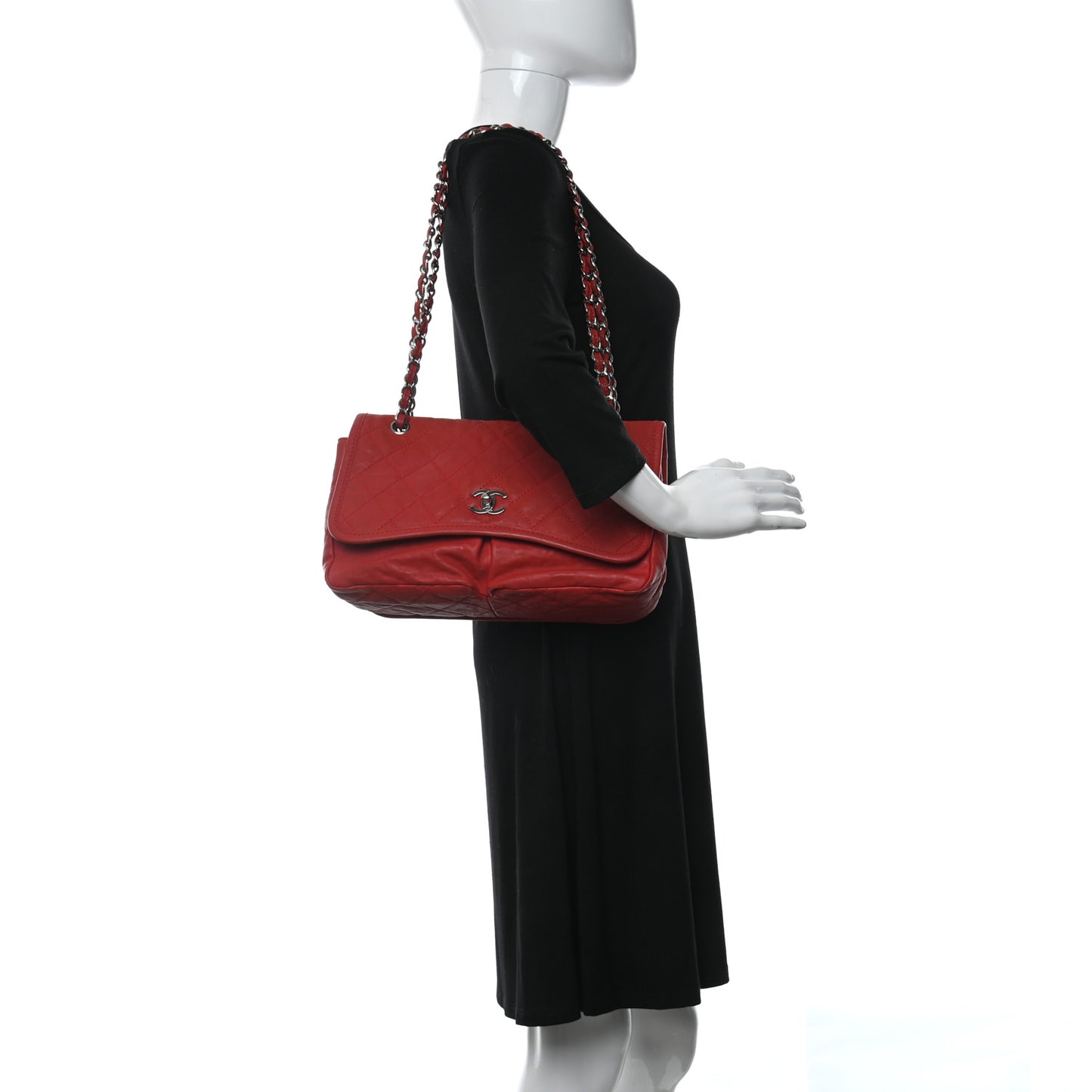 Ultra Soft Suede Calfskin Medium Natural Beauty Flap Bag Red