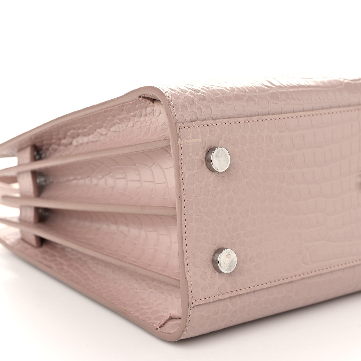 Saint Laurent Calfskin Crocodile Embossed Baby Sac De Jour Rose Antic 9 of 12