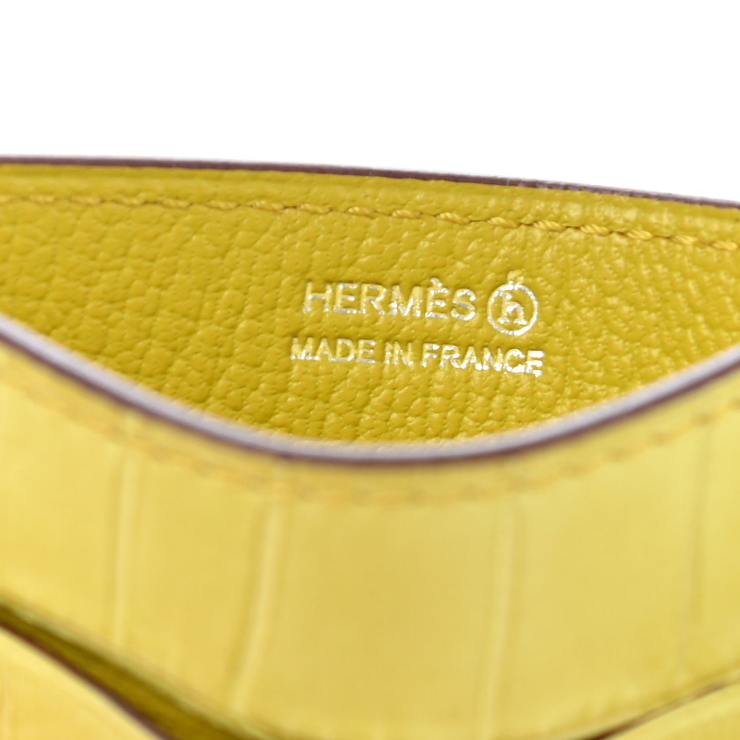 Matte Alligator Petit H Card Case Mimosa