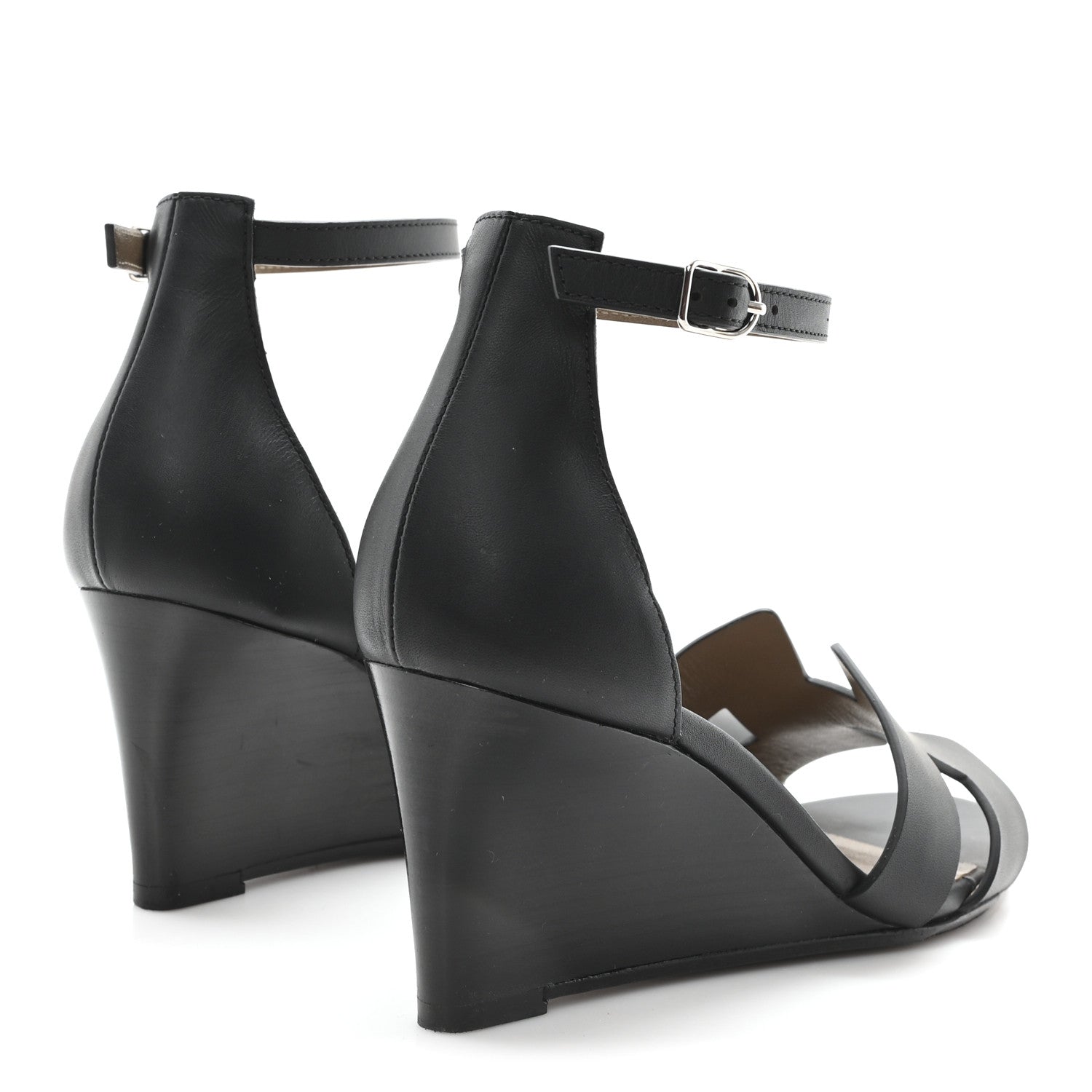 Hermes Calfskin Legend Wedge Sandals 36.5 Black 5 of 10