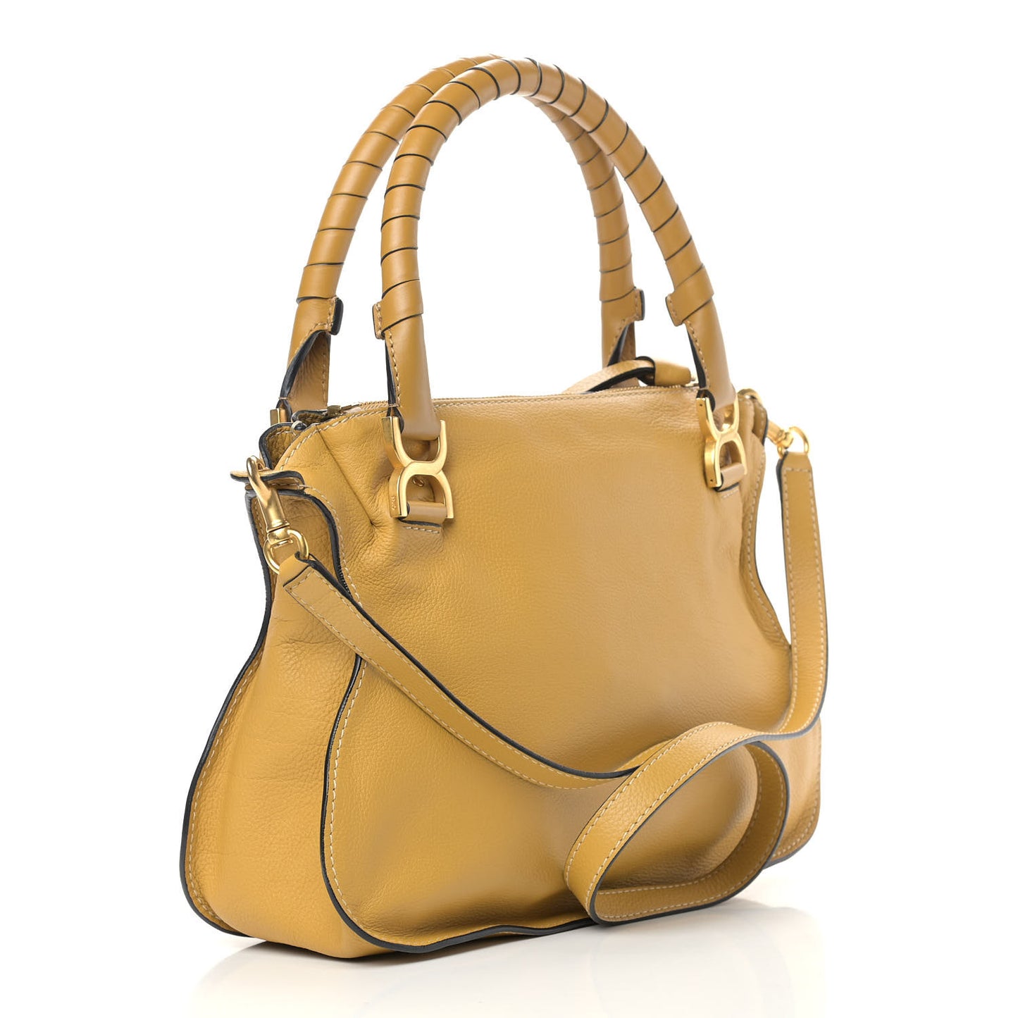 Calfskin Medium Marcie Satchel Curry Yellow