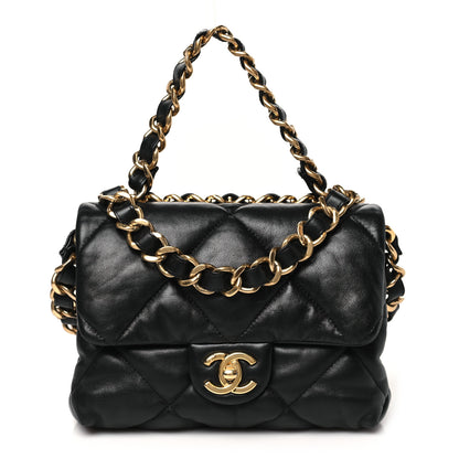 Chanel Lambskin Quilted Small Chain Top Handle Flap Black 1 of 11