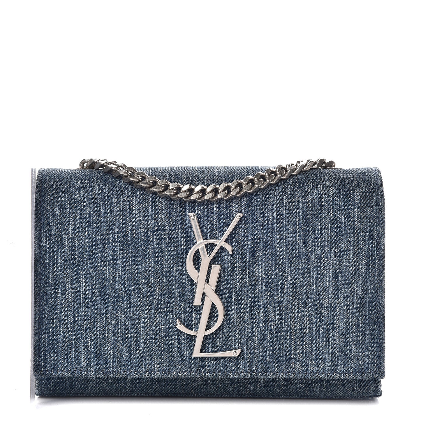 Denim Small Classic Monogram Kate Satchel Blue