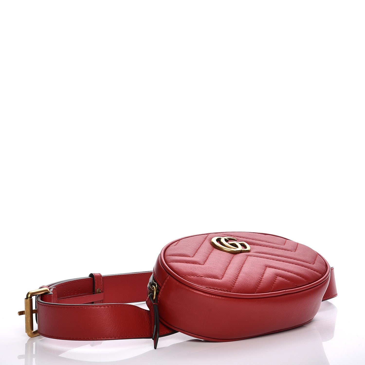 Gucci Calfskin Matelasse GG Marmont Belt Bag 95 38 Hibiscus Red 4 of 9
