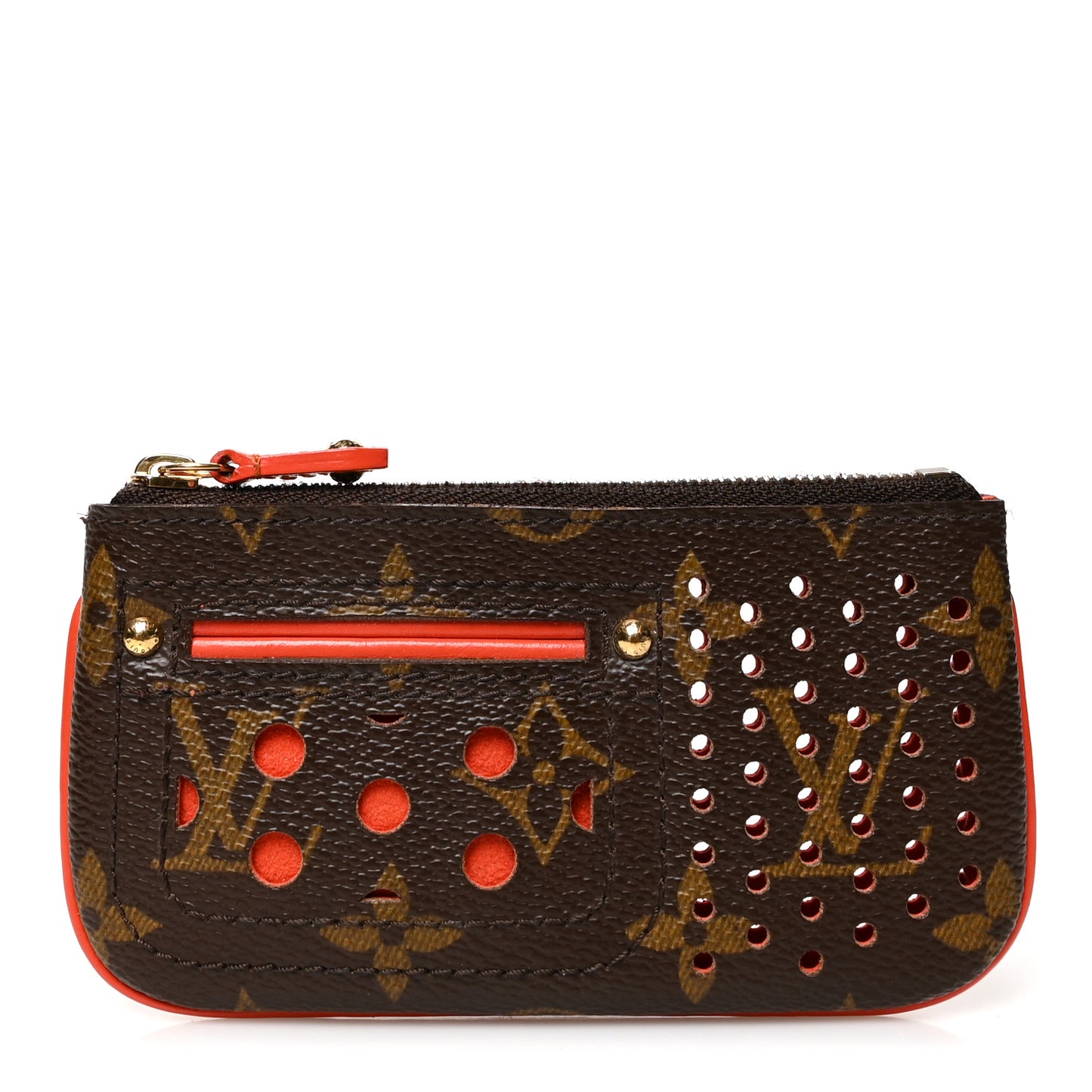 Monogram Perforated Key Pouch Orange