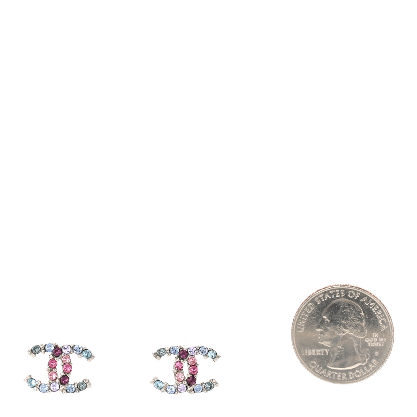 Crystal CC Earrings Silver Multicolor