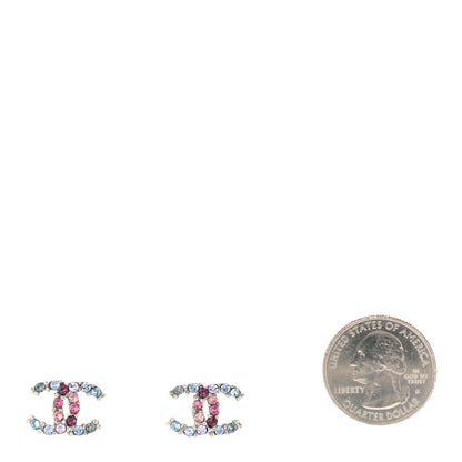 Chanel Crystal CC Earrings Silver Multicolor 2 of 5