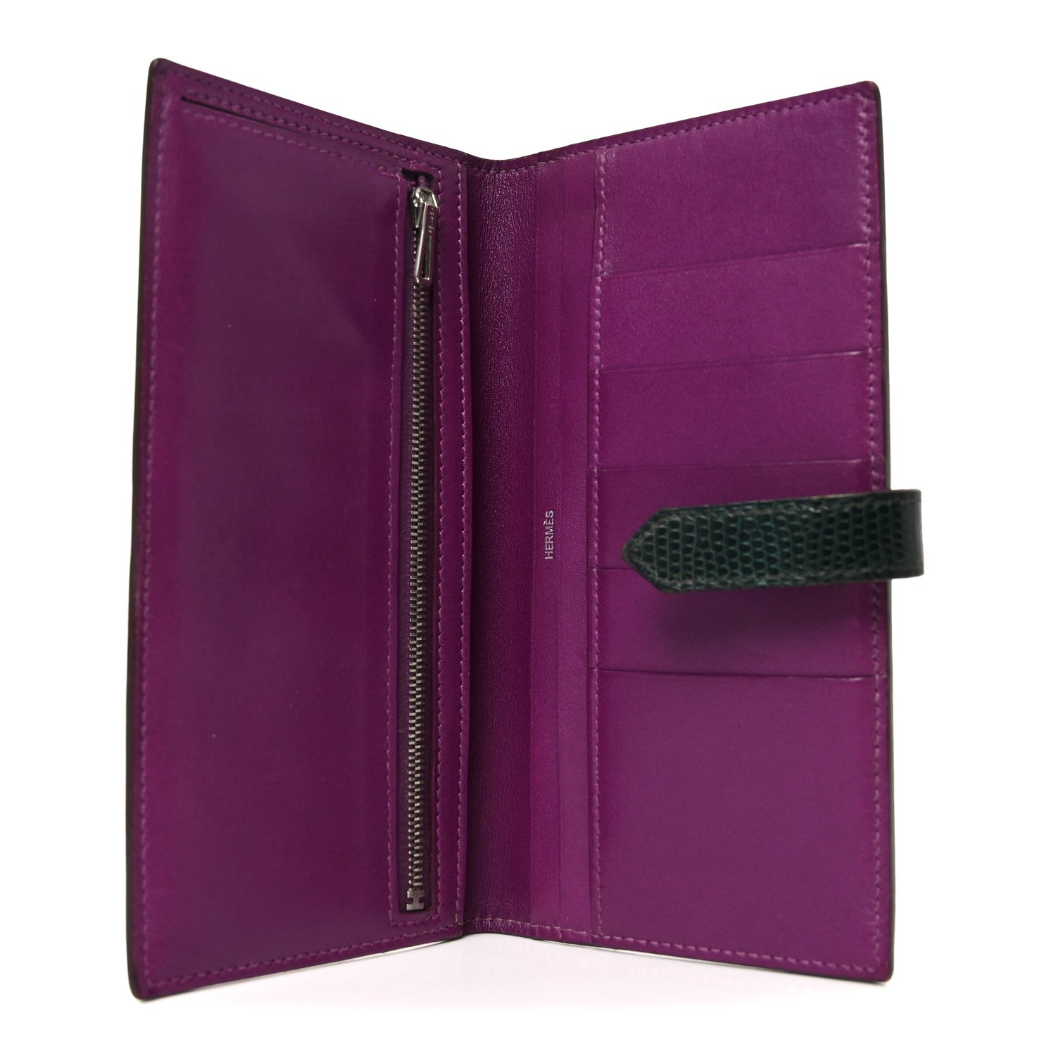 Hermes Tadelakt Lizard Bearn Gusset Wallet Anemone Vert 5 of 8