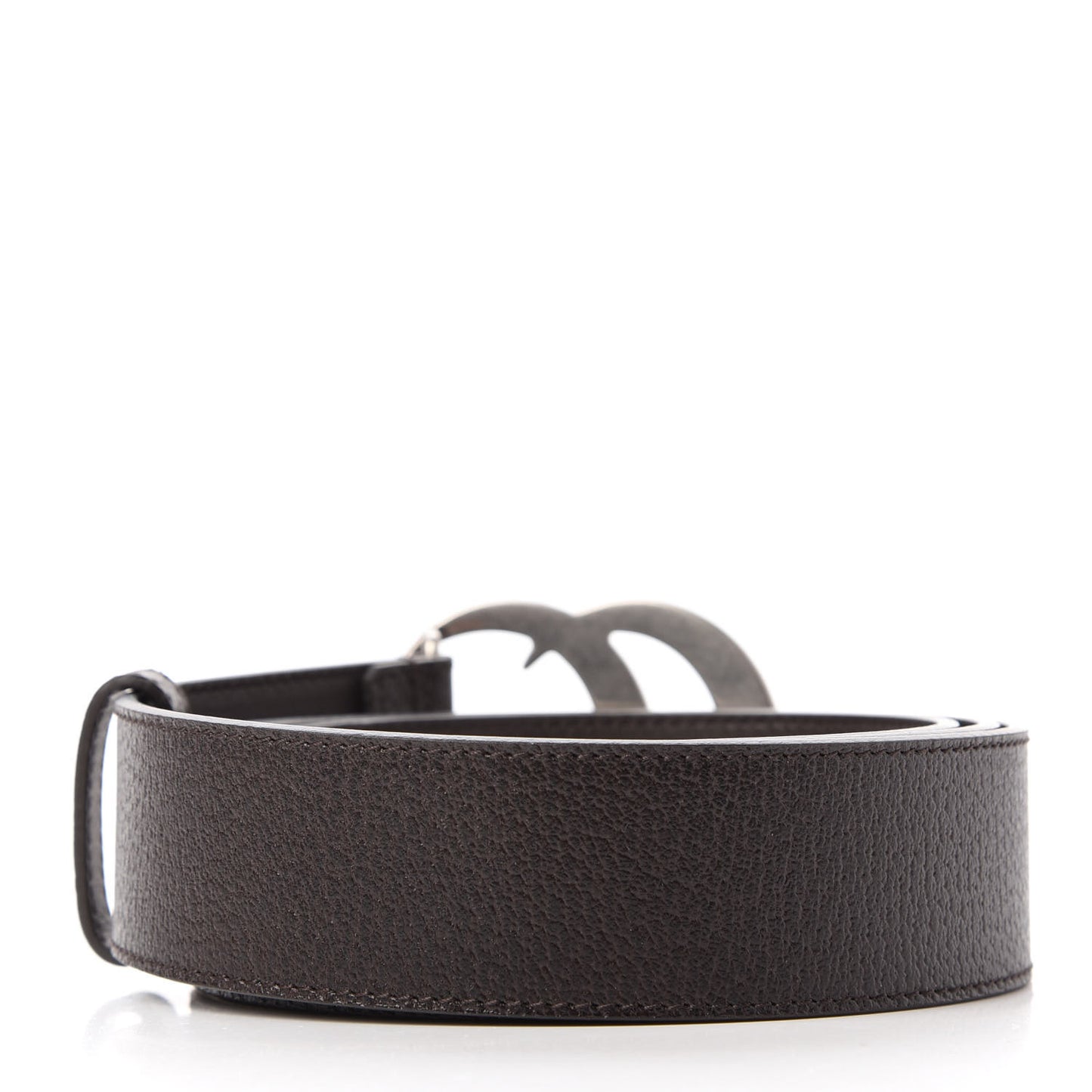 Textured Dollar Calfskin Nickel Double G 40mm Belt 115 46 Dark Cocoa