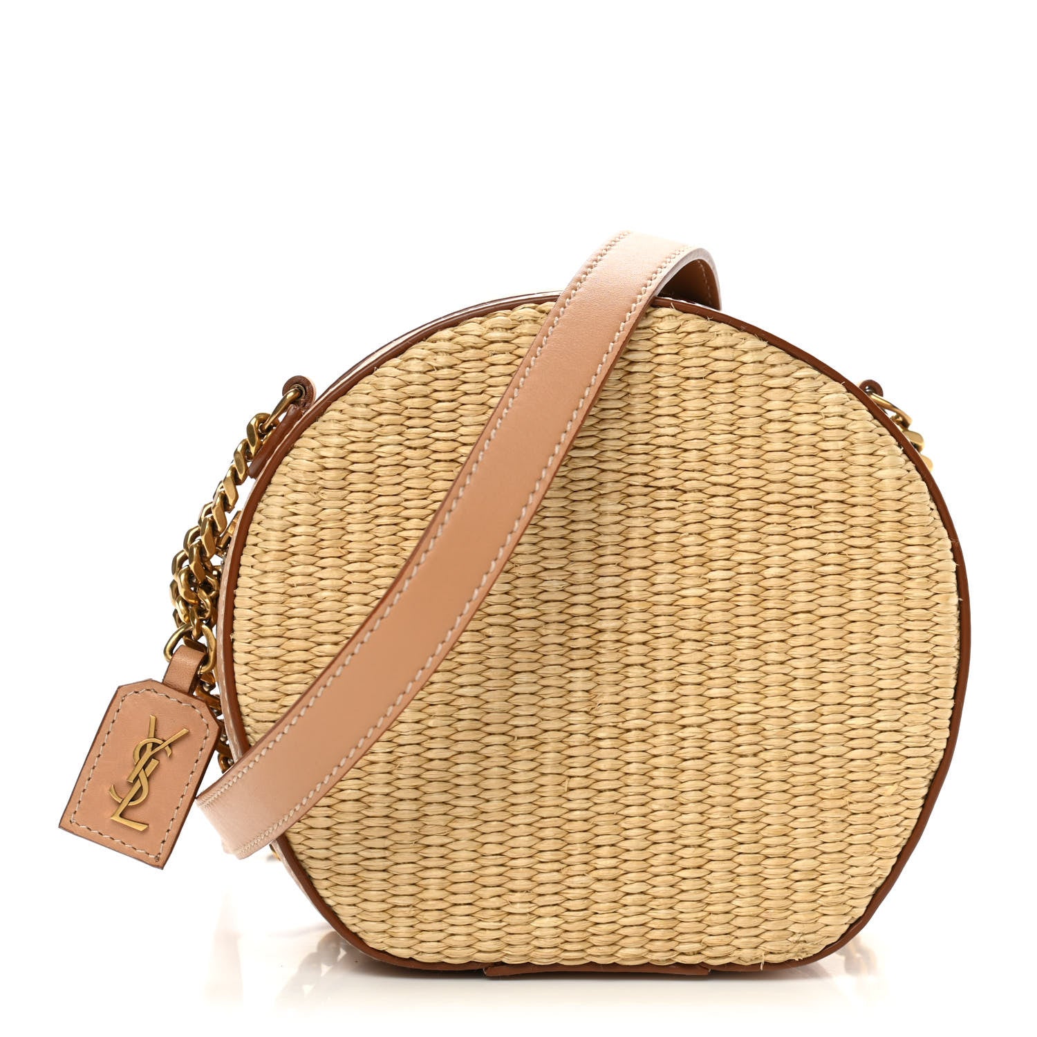 Saint Laurent Raffia Calfskin Small Mica Bag Natural Brown Gold 1 of 15