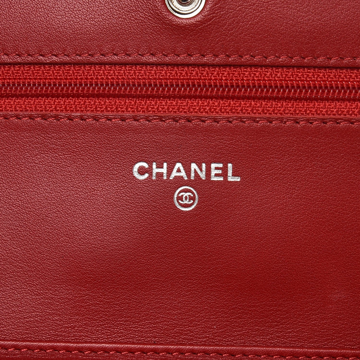 Chanel Patent Quilted Wallet On Chain WOC Red 6 of 9