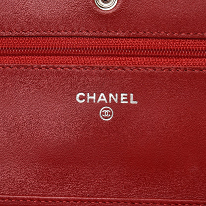 Chanel Patent Quilted Wallet On Chain WOC Red 6 of 9