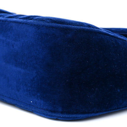 Gucci Velvet Matelasse Small GG Marmont Shoulder Bag Cobalt Blue 9 of 10