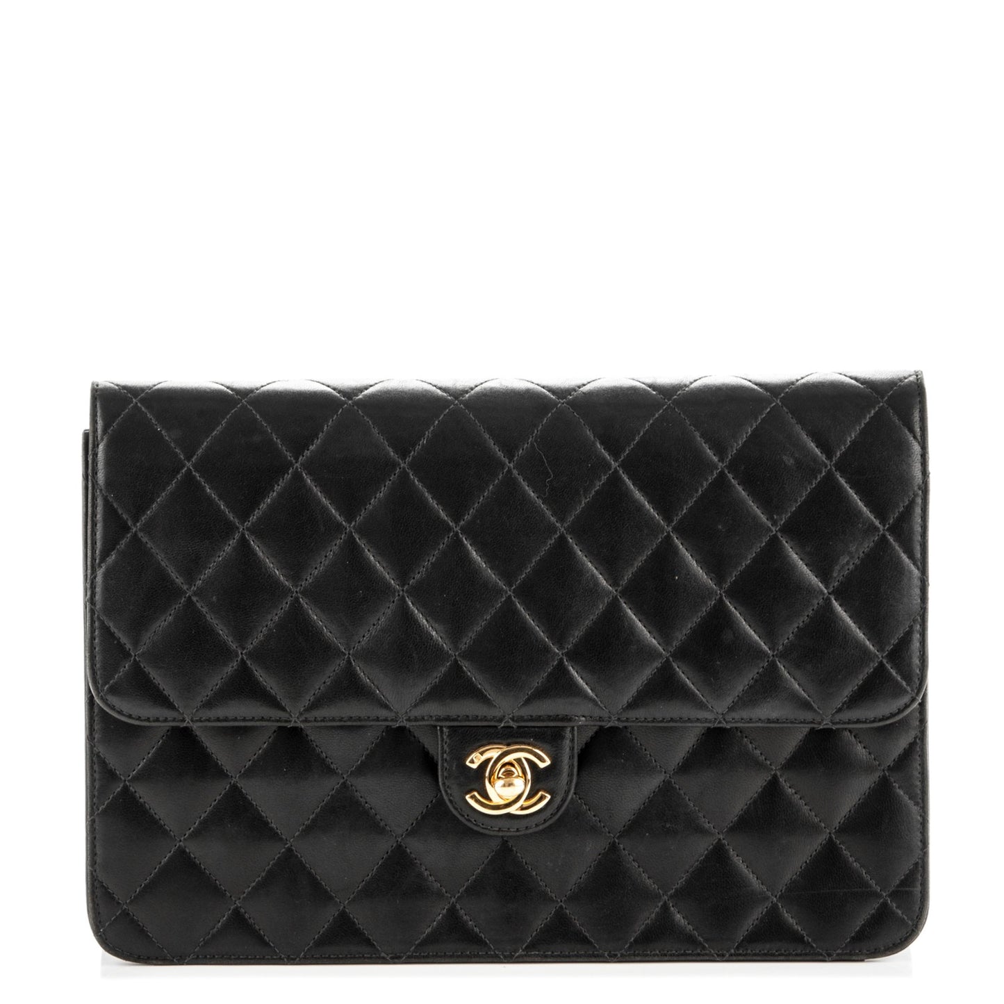 Lambskin Quilted Medium Single Flap Black