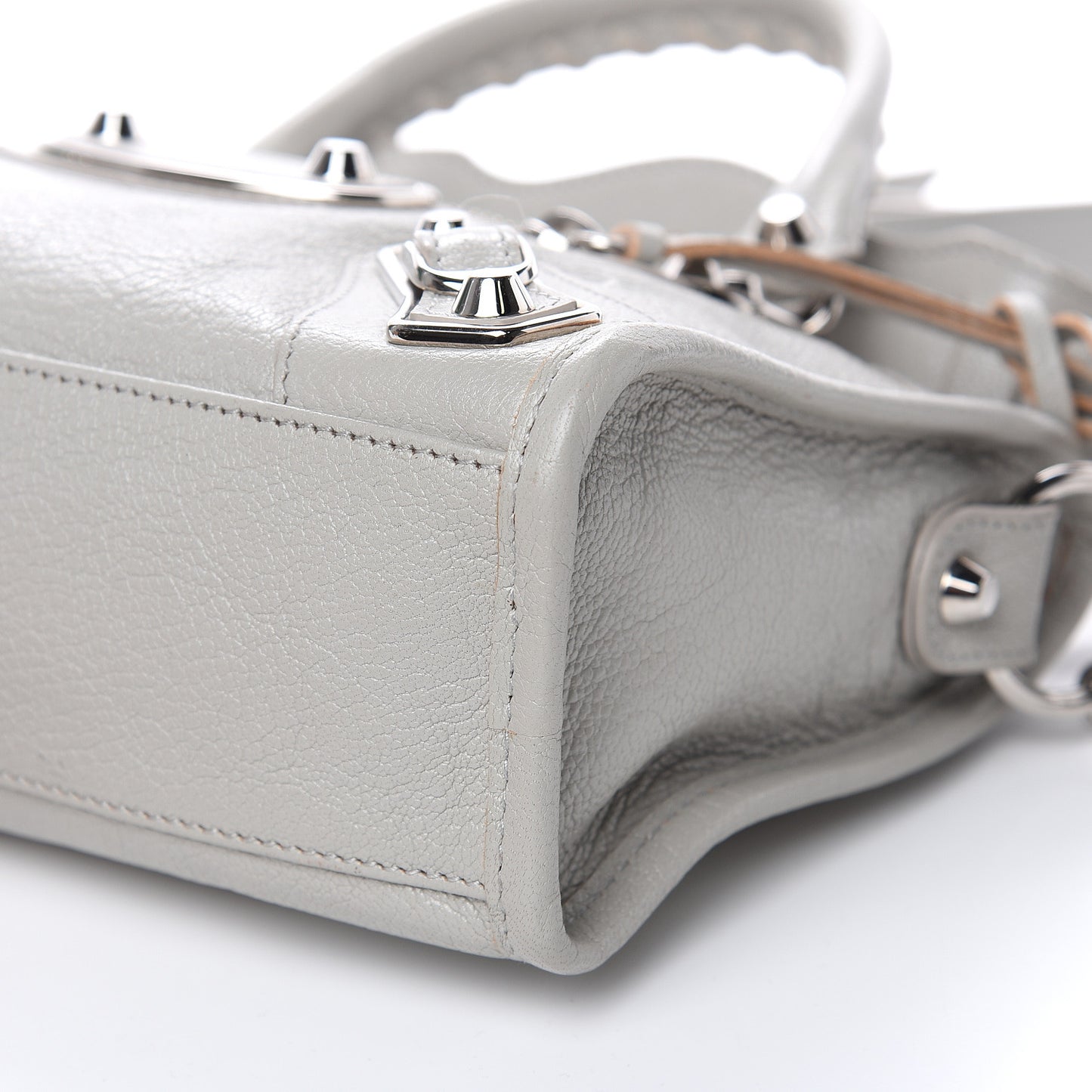 Chevre Silver Metallic Edge Hardware Mini City Gris Glace