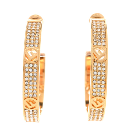 Fendi Crystal FF Hoop Earrings Gold 1 of 5