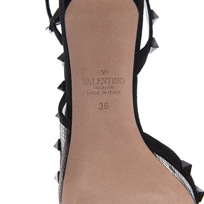Valentino Garavani Mesh Point d'Esprit Rockstud Half D'Orsay Slingback 50mm Pumps 36 Black 6 of 7