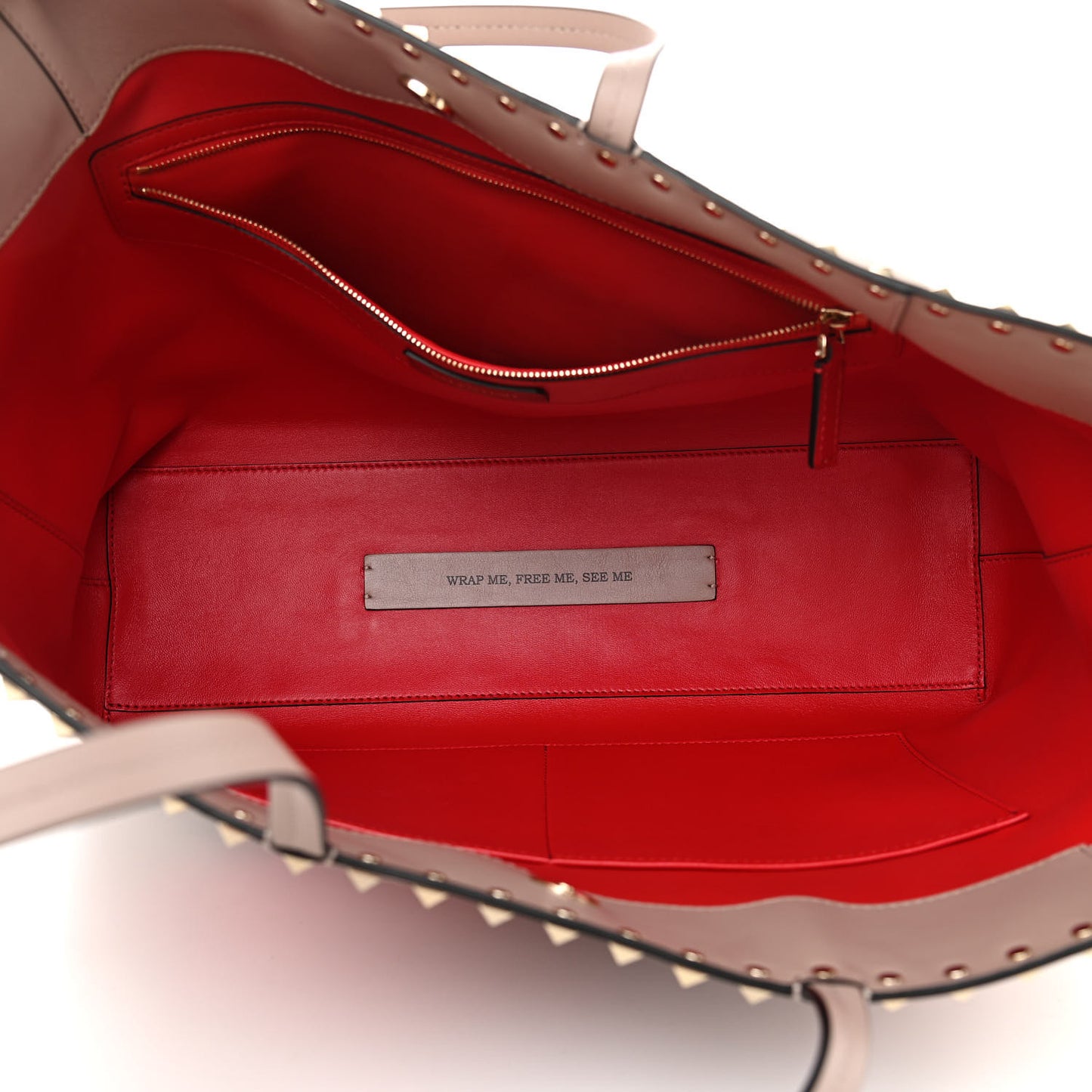 X UNDERCOVER Calfskin Print Rockstud Shoulder Tote Poudre