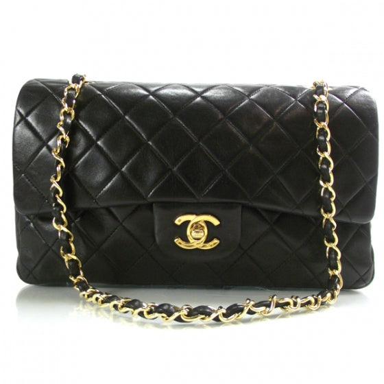 Lambskin Medium Double Flap Black