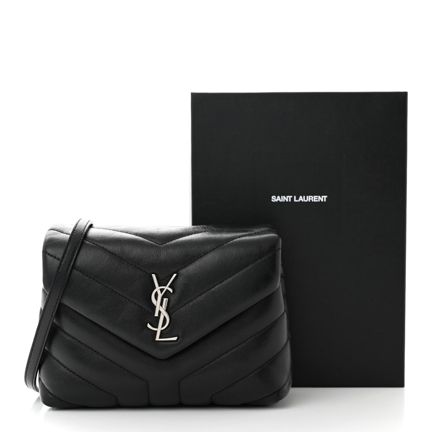 Calfskin Y Quilted Monogram Toy Loulou Crossbody Bag Black