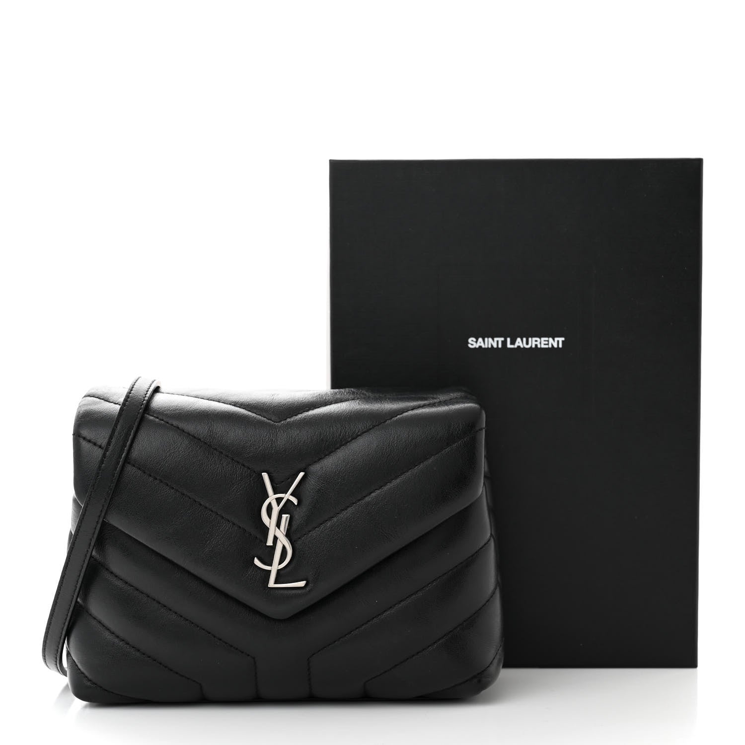 Saint Laurent Calfskin Y Quilted Monogram Toy Loulou Crossbody Bag Black 11 of 11