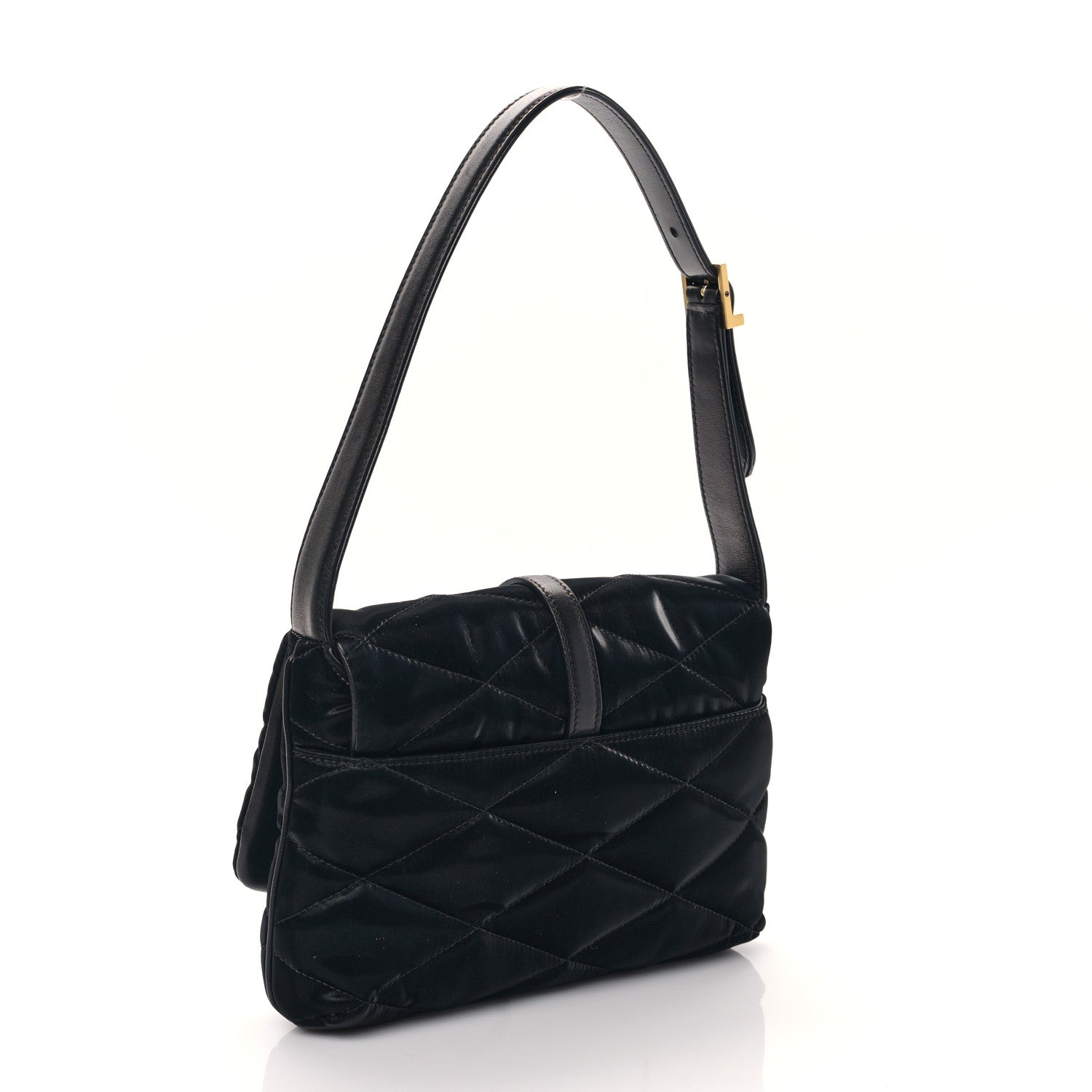 Saint Laurent Satin Quilted Le 57 Diamond Shoulder Bag Black 2 of 7