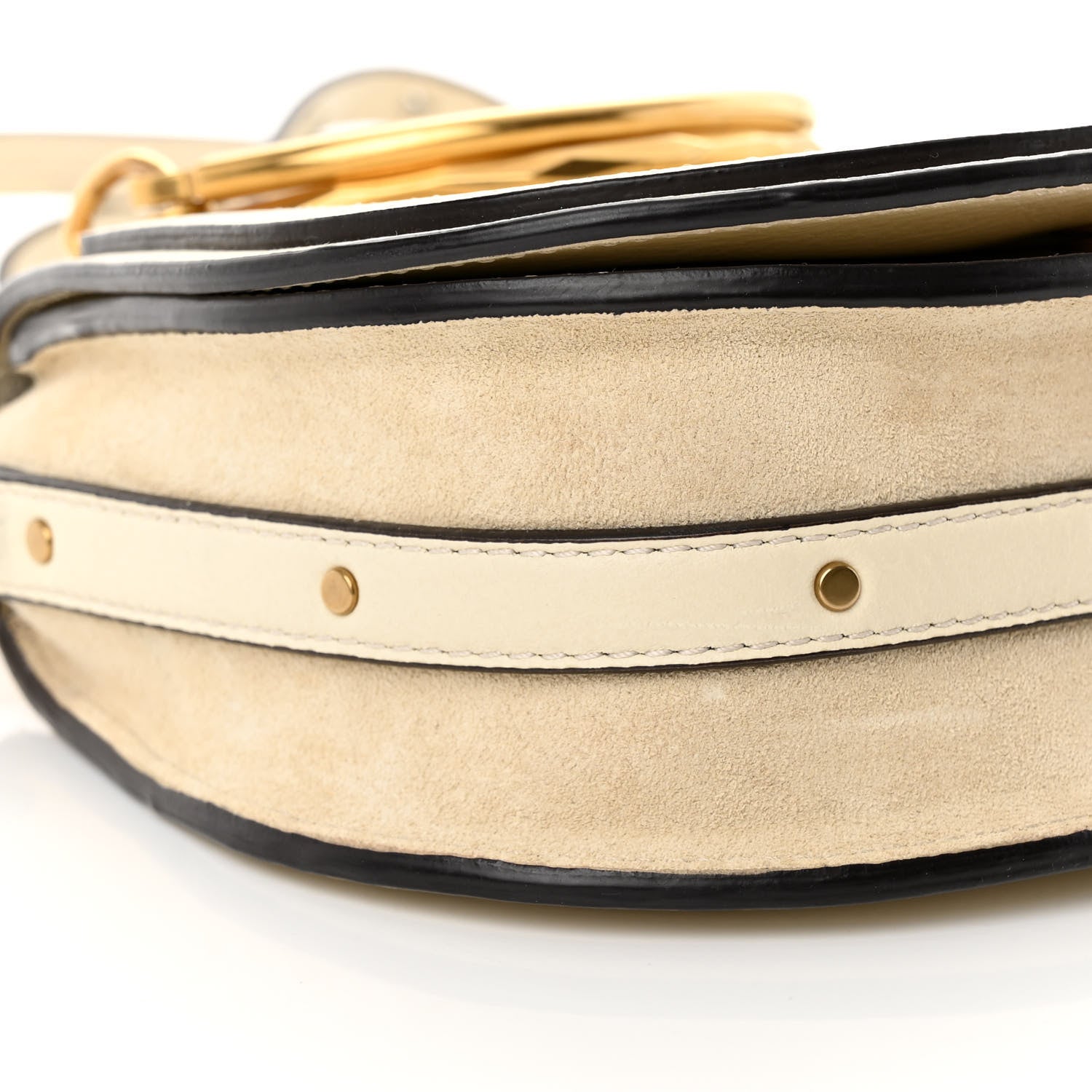 Chloe Calfskin Suede Small Nile Bracelet Bag Off White 9 of 15