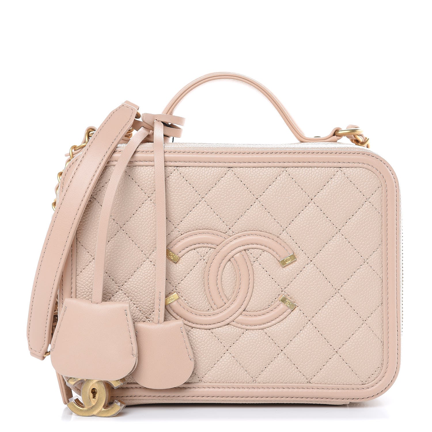 Chanel Caviar Quilted Medium CC Filigree Vanity Case Beige 1 of 10