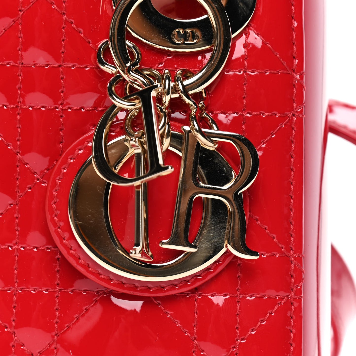 Patent Cannage Mini Lady Dior Red