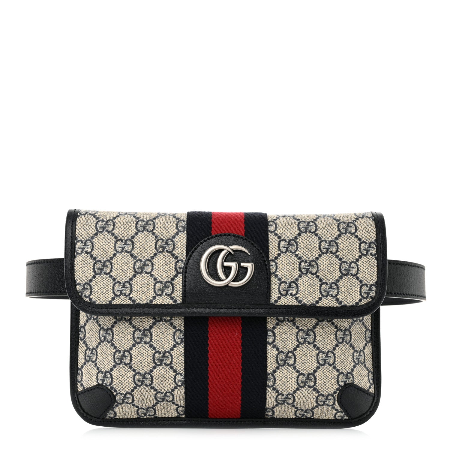 Gucci GG Supreme Monogram Web Small Ophidia Belt Bag 90 36 Beige Navy 1 of 11