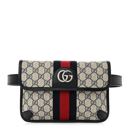 Gucci GG Supreme Monogram Web Small Ophidia Belt Bag 90 36 Beige Navy 1 of 11