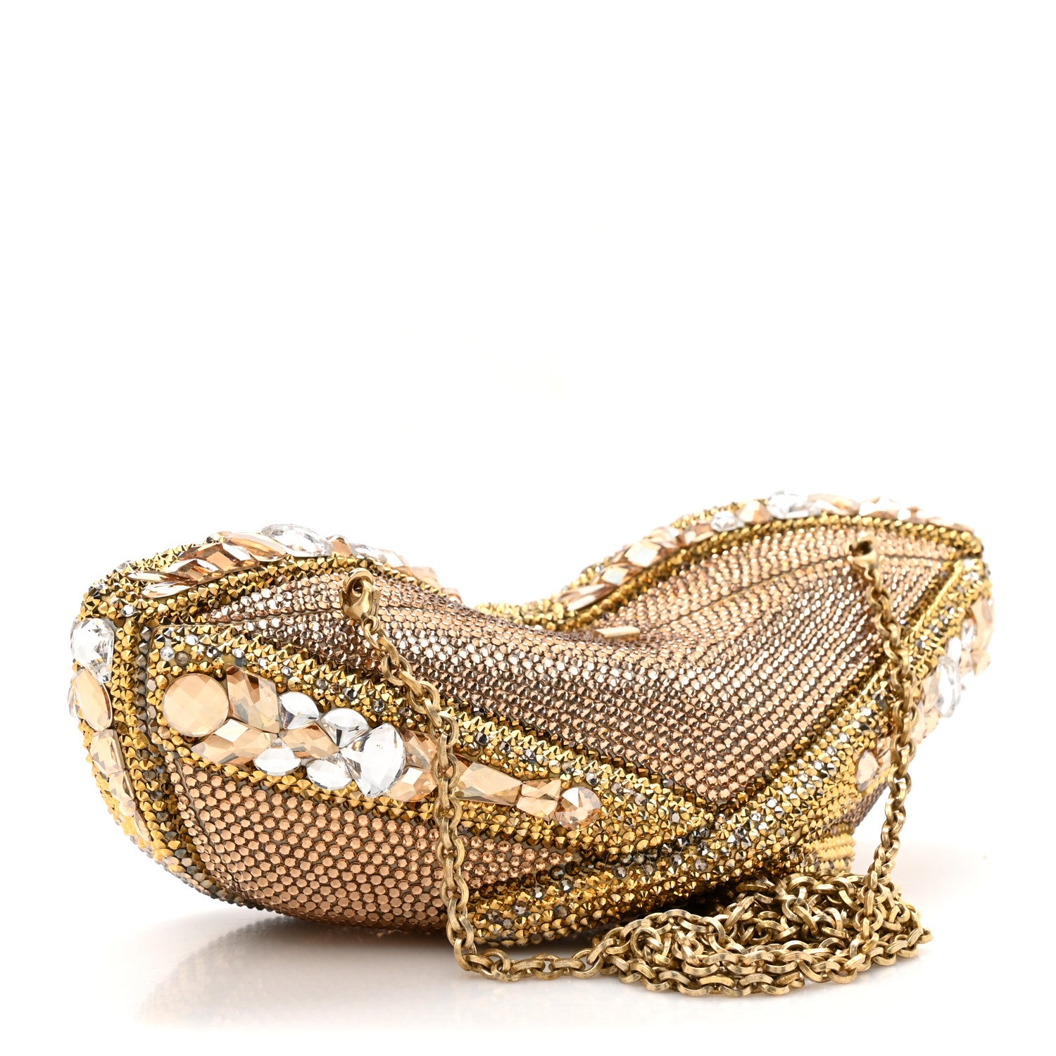 Judith Leiber Crystal Sunglass Minaudiere Clutch Gold Silver