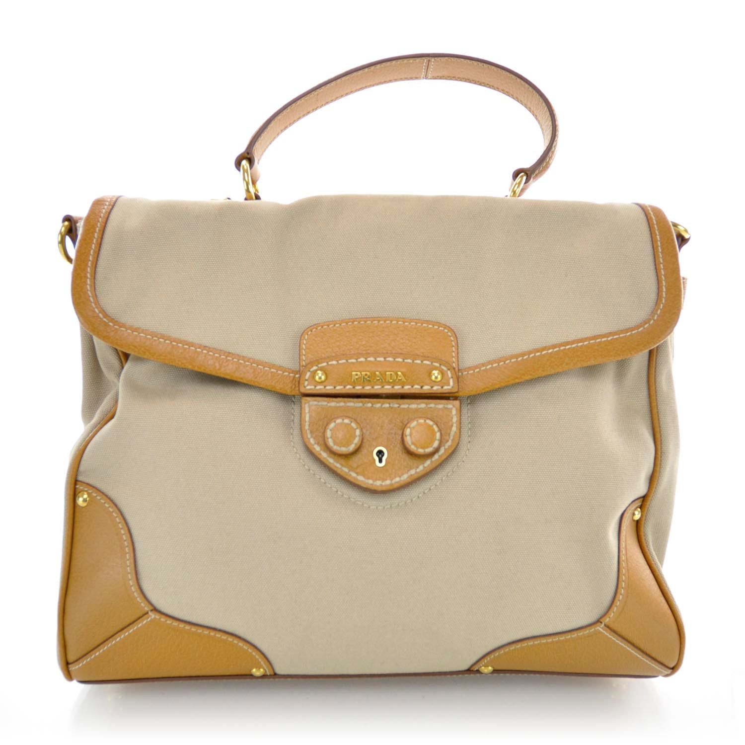 Prada Canapa Cinghiale Top Handle Satchel Naturale Cuoio 1 of 8