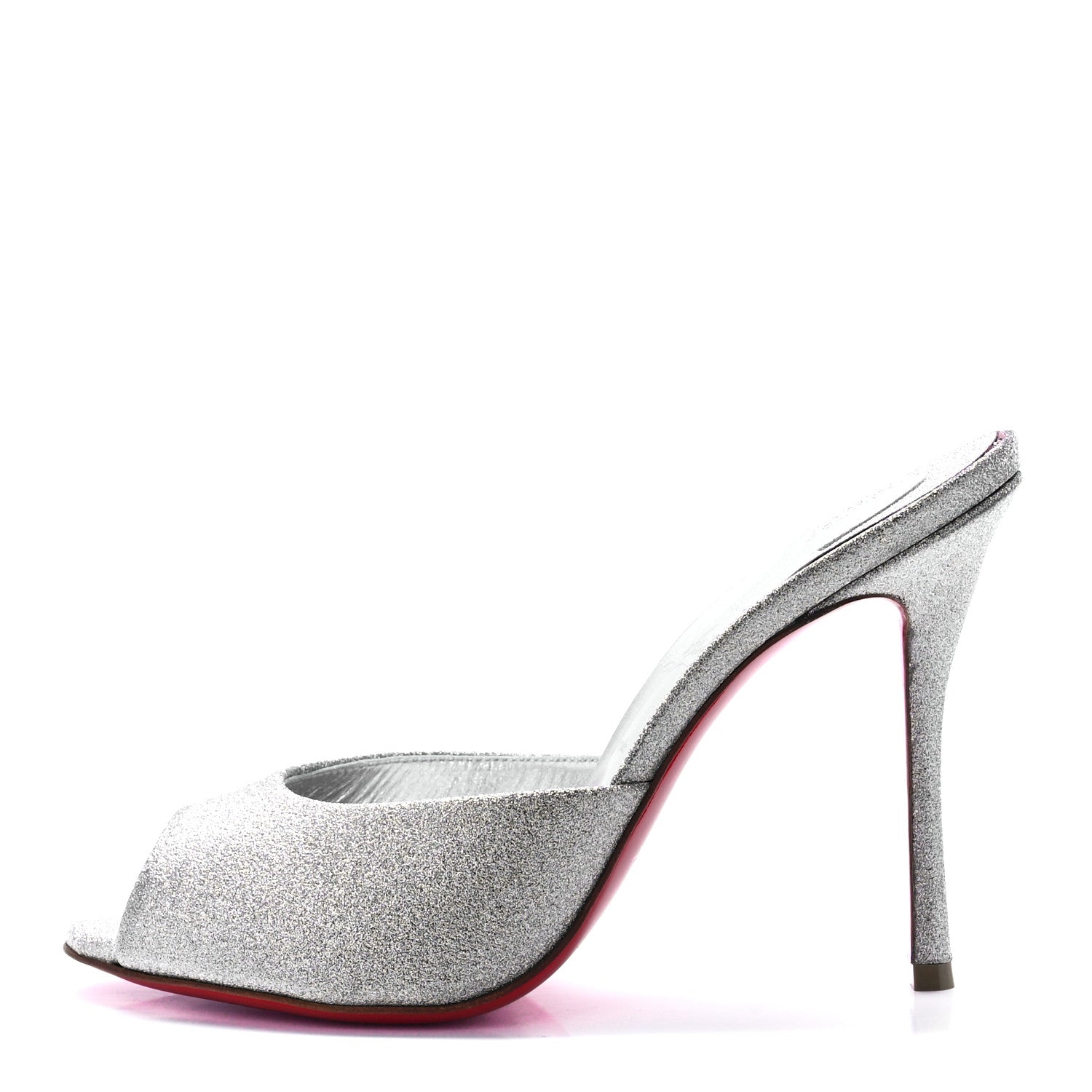 Christian Louboutin Glittered Calfskin Me Dolly 100 Sandals 37 Silver 1 of 7
