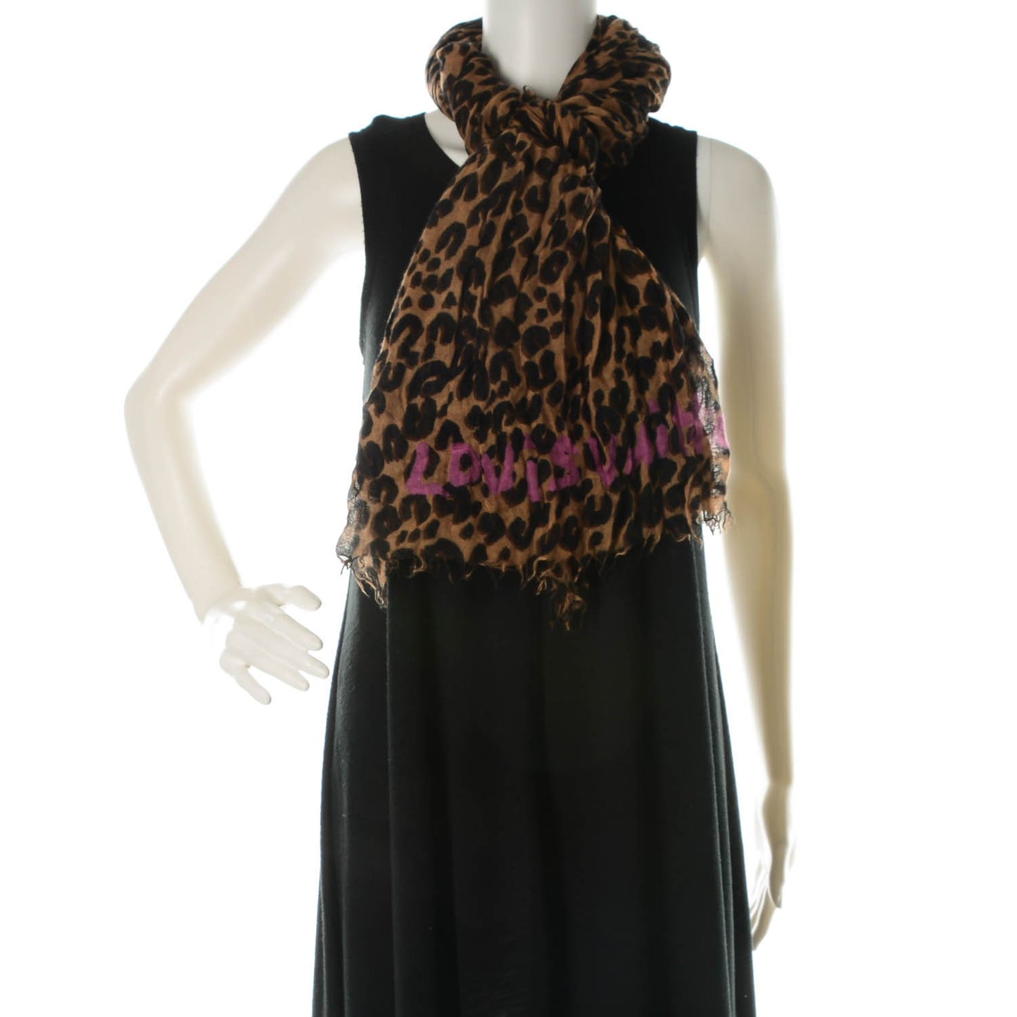 Cashmere Silk Leopard Stole Brown
