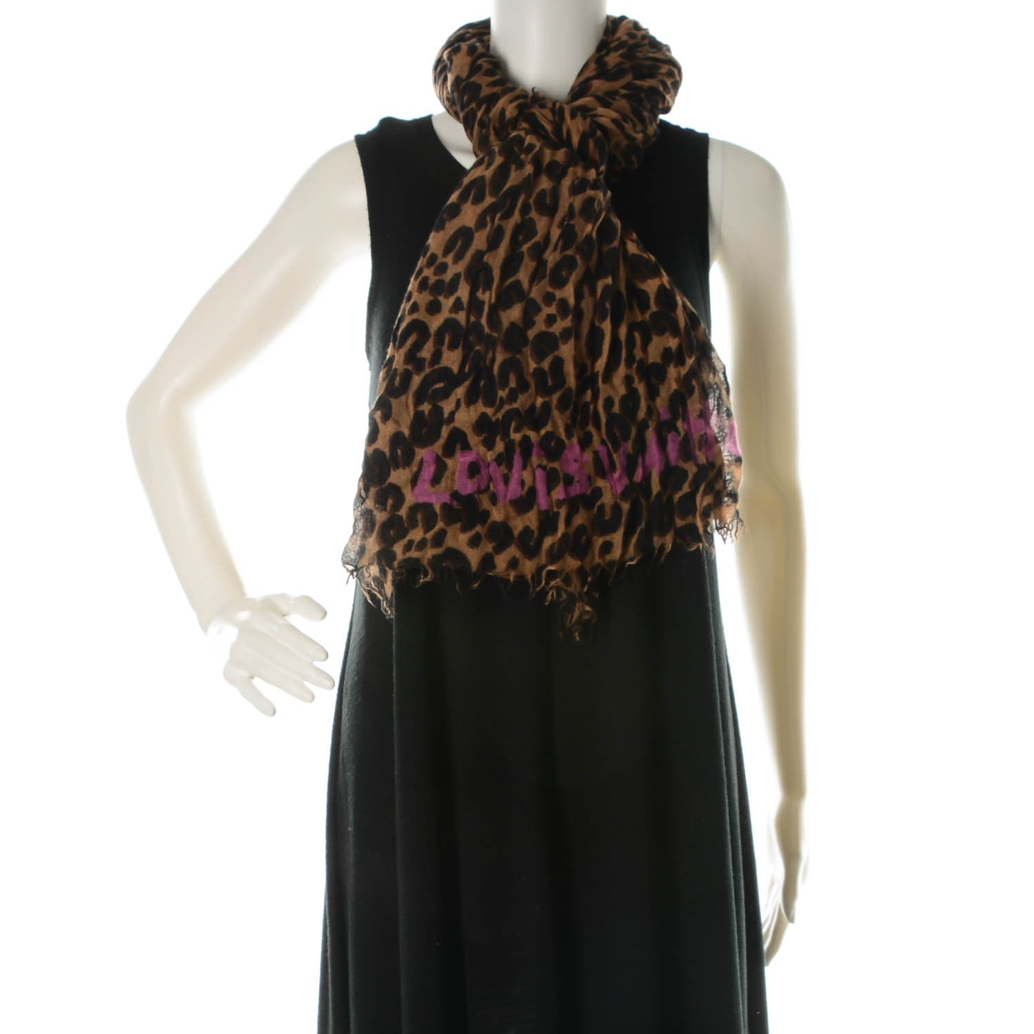 Louis Vuitton Cashmere Silk Leopard Stole Brown 2 of 7