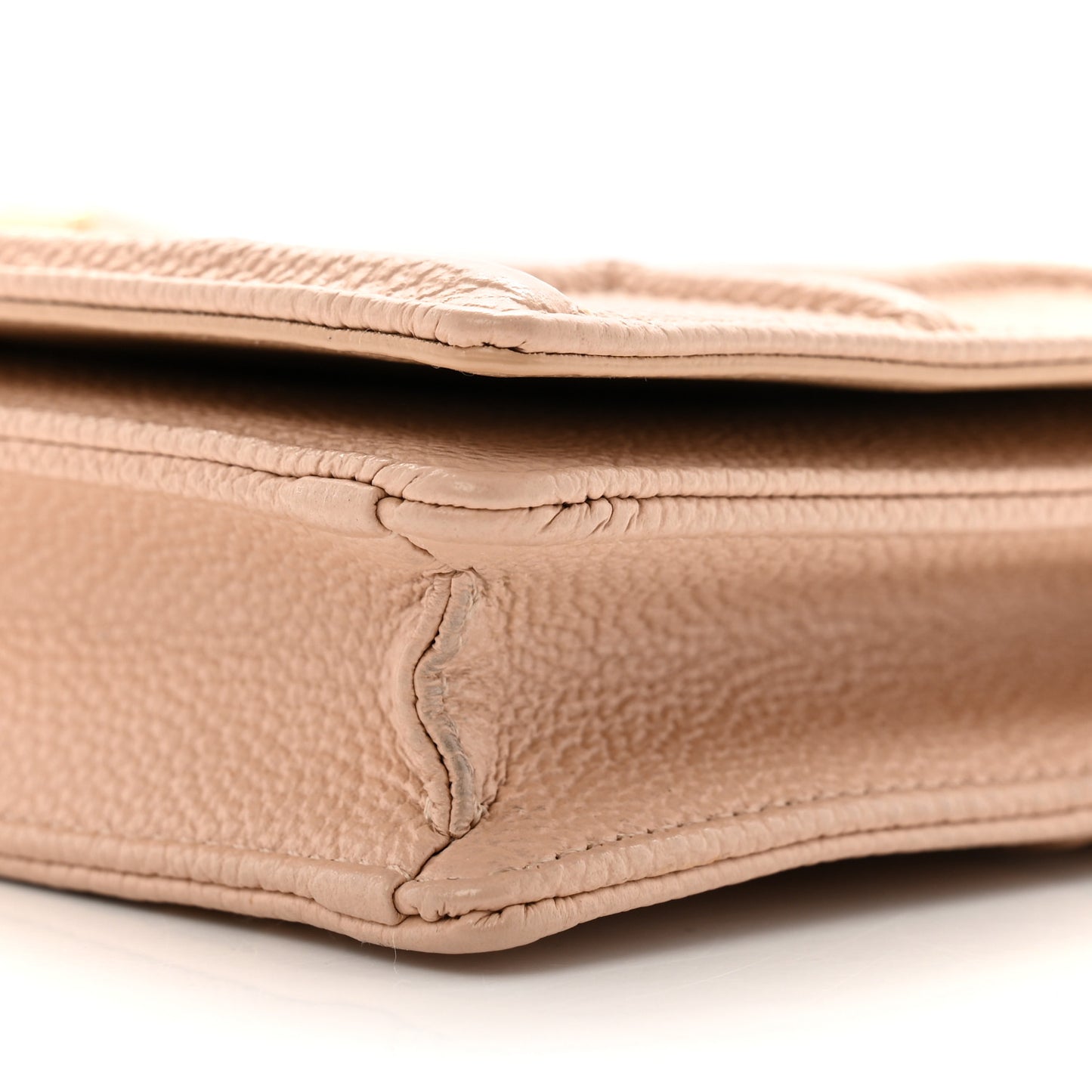 Grained Calfskin Diorama Wallet on Chain Pouch Nude