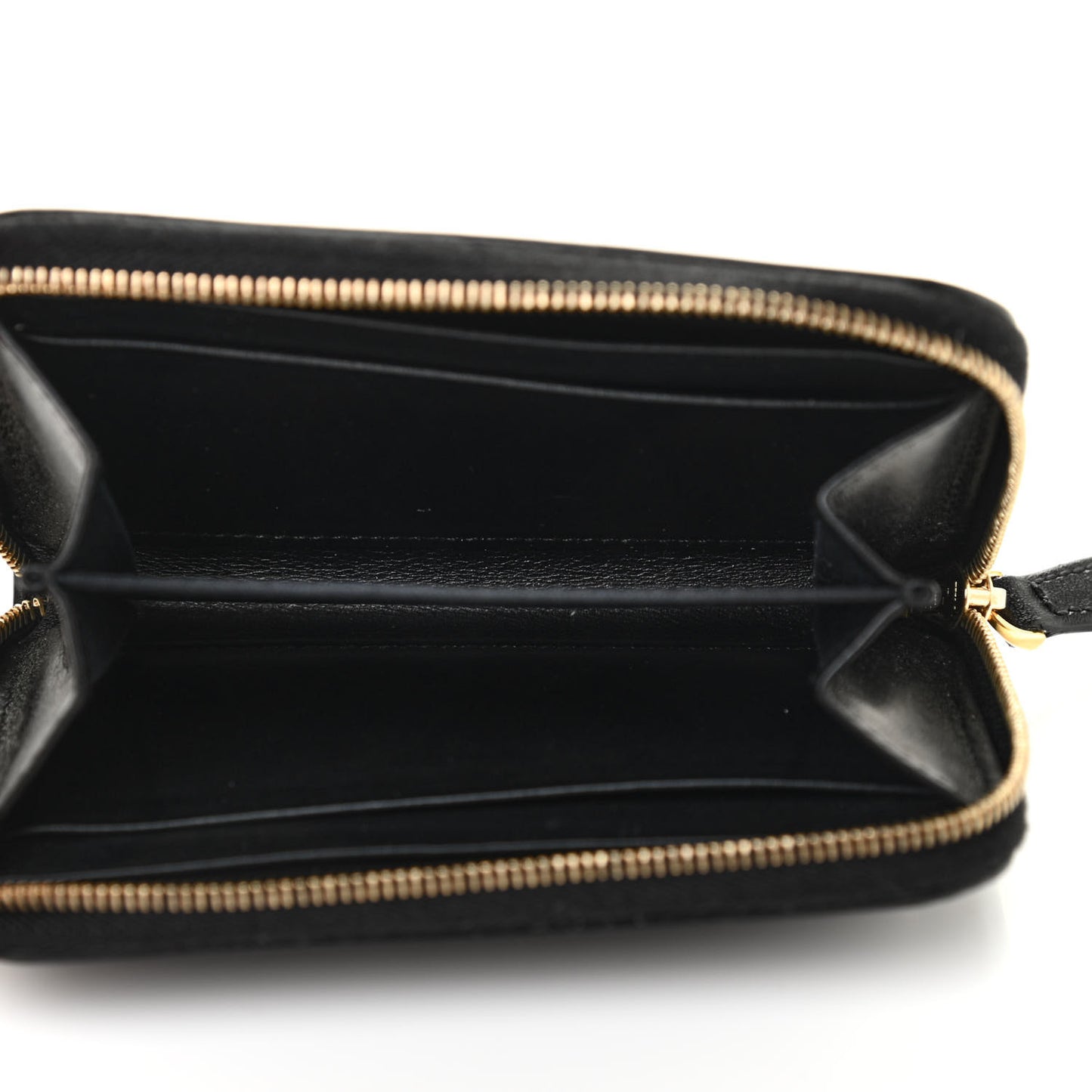 Vitello Liberty Lucido Metal Monster Eyes Mini Zip Around Wallet Black